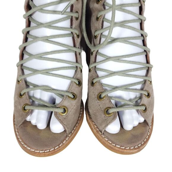 Free PeopleXJeffrey Campbell Women's US5,5 Taupe Leather Lace-up Ankle Booties - Picture 4 of 14